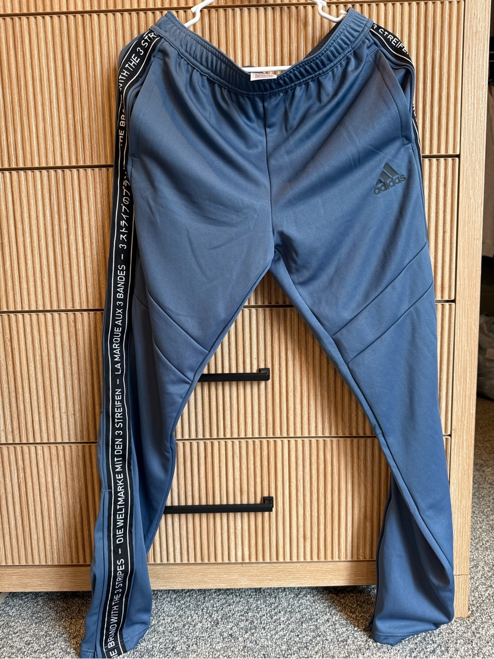 Adidas Navy Blue Athletic Joggers with Side Tape